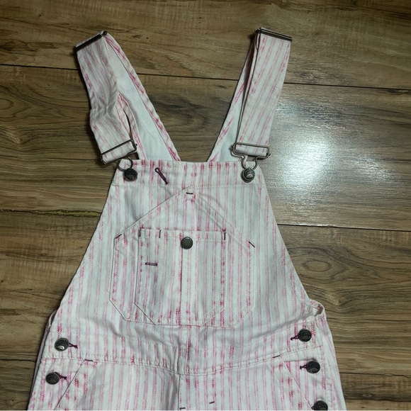 Faherty Pink Topsail Railroad Mechanic Overalls Denim Pink White Stripped XXS - Picture 4 of 16